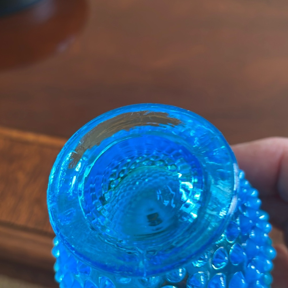 Fenton Blue Opalescent Hobnail Glass cologne Bottle - Picture 8 of 10